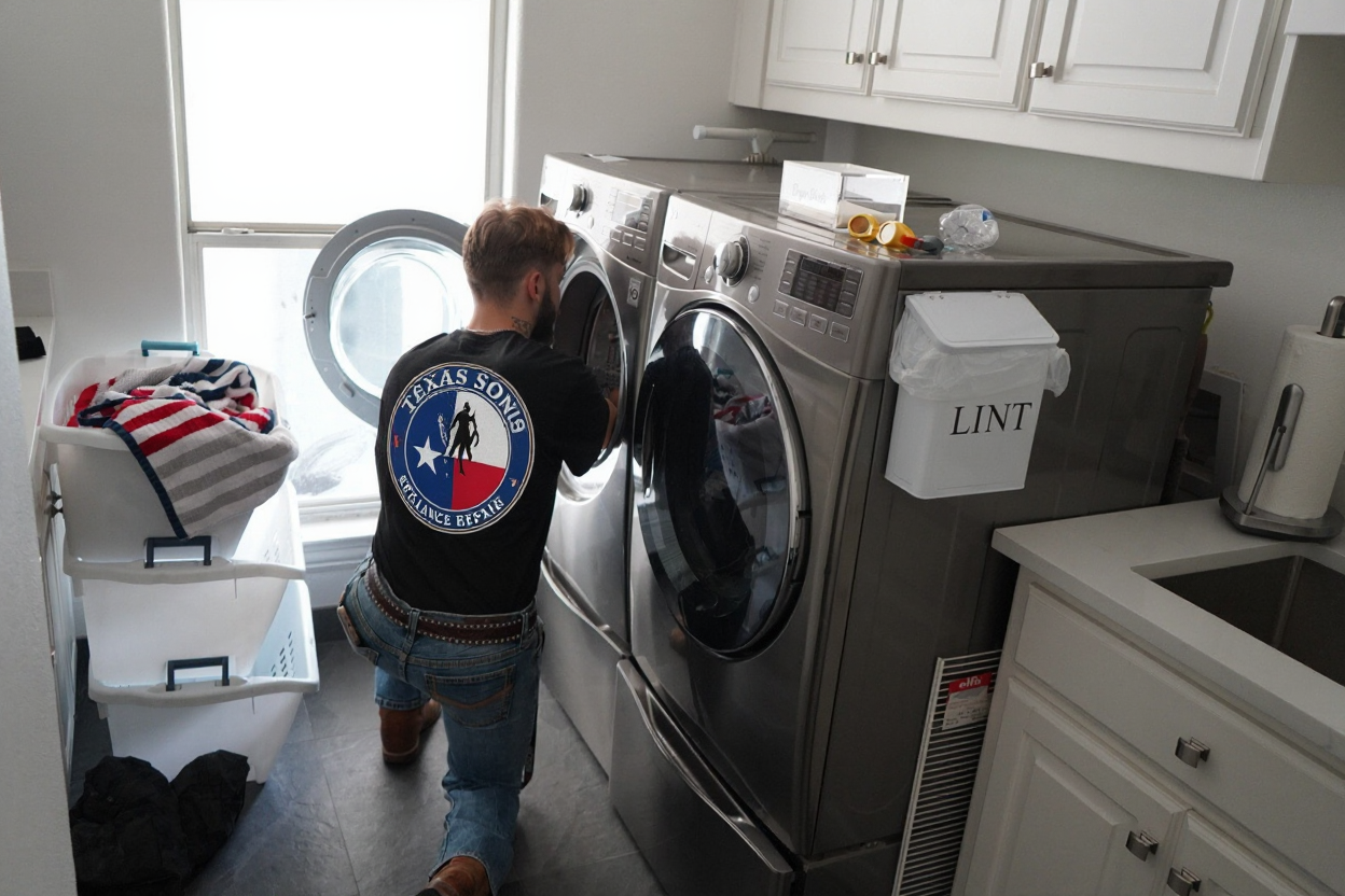 Technician repairing appliance